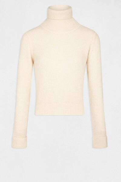 Long-sleeved jumper with turtleneck ivory ladies'