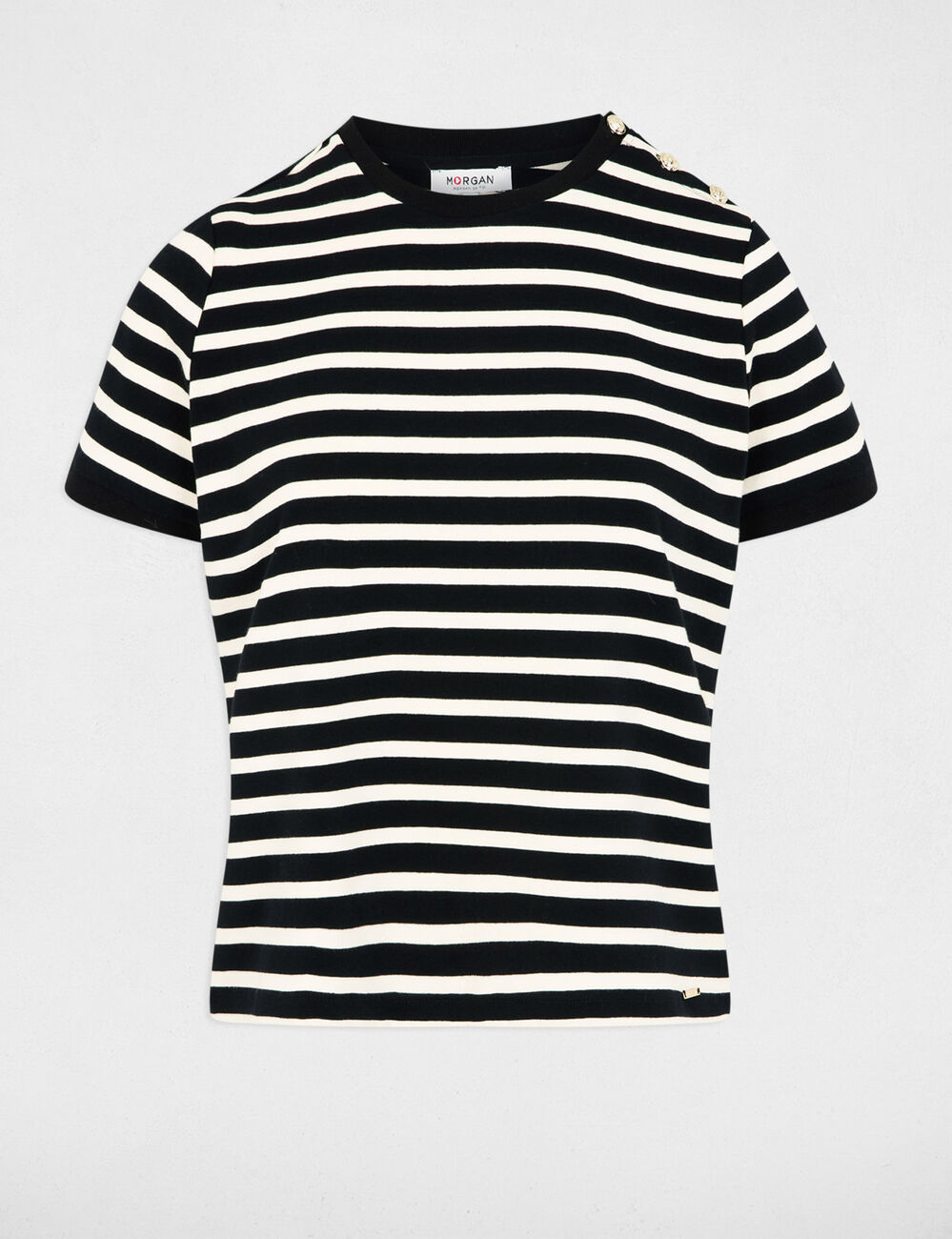 Striped t-shirt with round neck black women