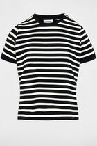 Striped t-shirt with round neck black women
