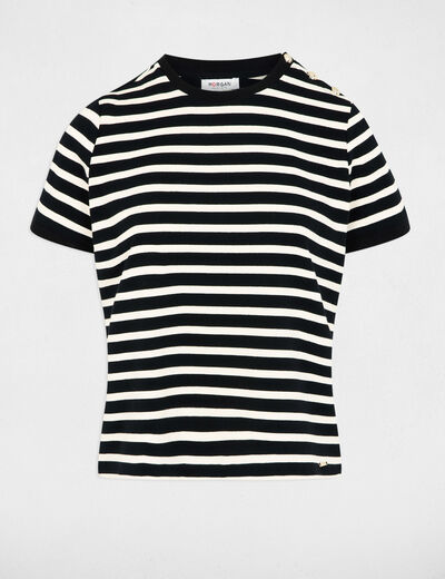 Striped t-shirt with round neck black women