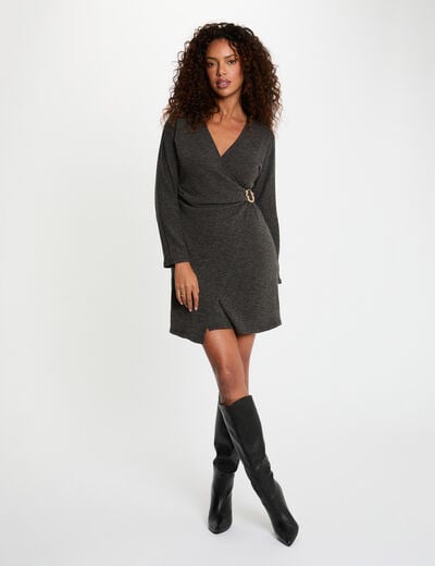 Short wrap dress mid-grey women