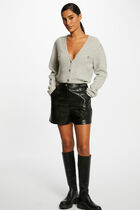 Buttoned long-sleeved cardigan mid-grey women