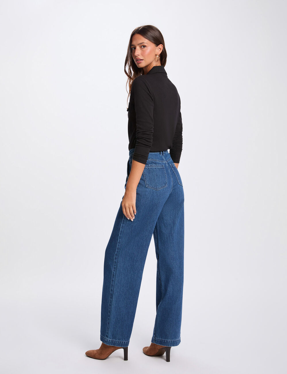 Knit with a turn-down collar black women
