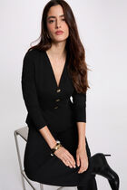 Fitted v-neck t-shirt black women