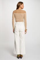 Long-sleeved striped jumper camel women