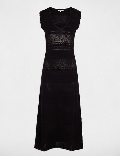 Fitted maxi knitted dress navy blue women