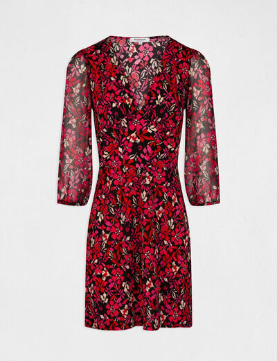 Straight dress with floral print red ladies'