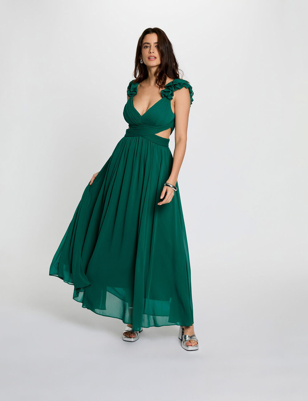 Maxi loose straight dress green women