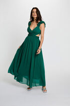 Maxi loose straight dress green women