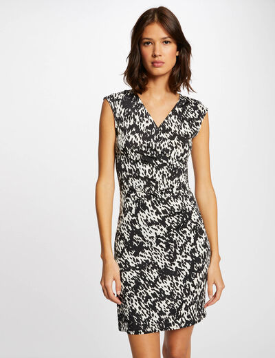 Fitted dress with abstract print black ladies'