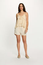 Fitted top with details cream women
