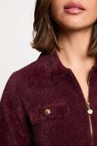 Long-sleeved cardigan with lapel collar plum women