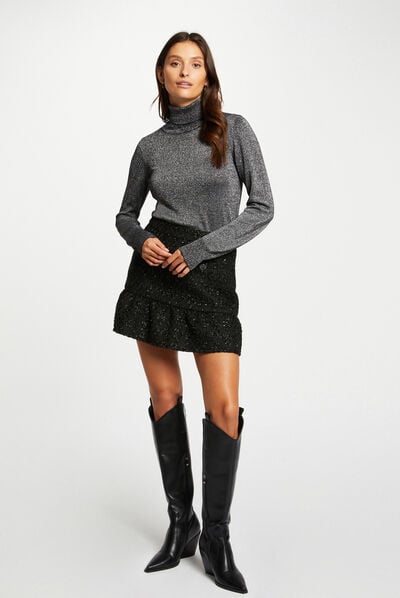 Long-sleeved jumper with opening silver ladies'