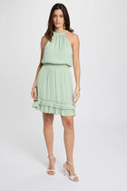 Short high neck dress pastel green women