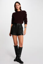Jumper high collar and buttons plum women