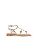 Flat sandals with studs white women
