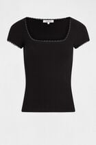 Short-sleeved ribbed t-shirt black women