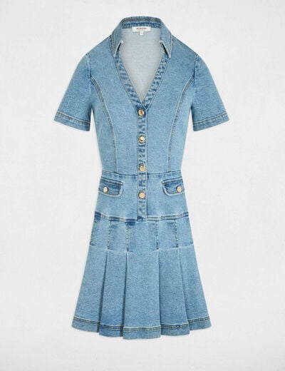A-line mini denim dress stone wash denim women