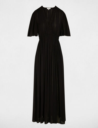 Long dress with v-neck navy blue women