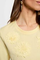 Straight t-shirt with round neck pastel yellow women