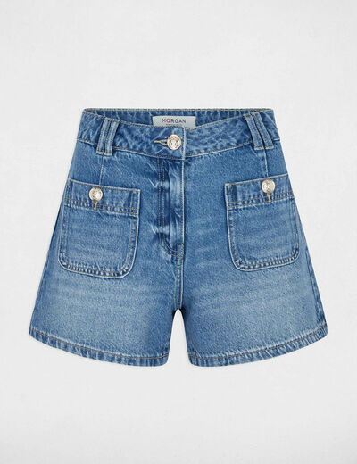Slim denim shorts stone wash denim women