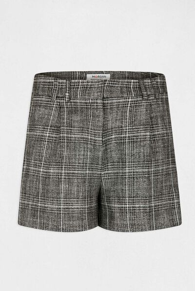 Checked fitted city shorts mid-grey ladies'