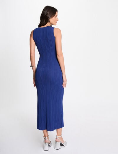 Fitted maxi knitted dress electric blue women