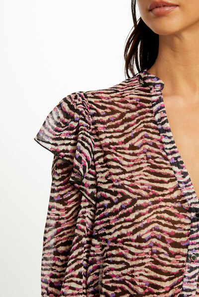 Long-sleeved blouse with animal print multico ladies'