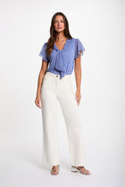 T-shirt with tie neck white women