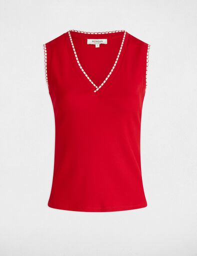 Sleeveless vest top red women