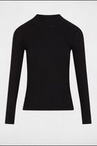 Pull col montant dos dentelle noir femme