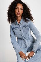 Fitted denim jacket heavy stone wash denim women