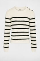 Stripped jumper round neck ecru women
