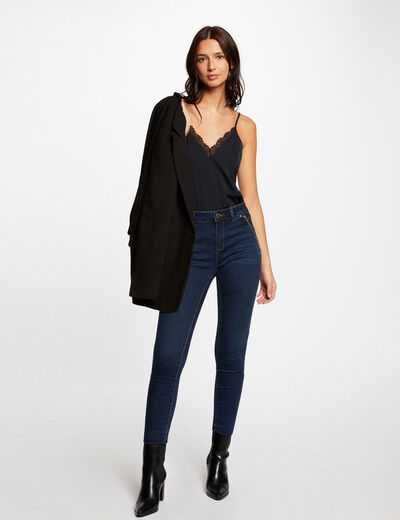 Skinny jeans with zipped details raw denim ladies'