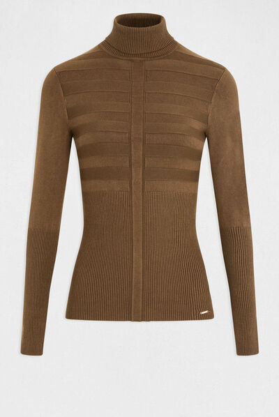 Long-sleeved jumper turtleneck dark green ladies'