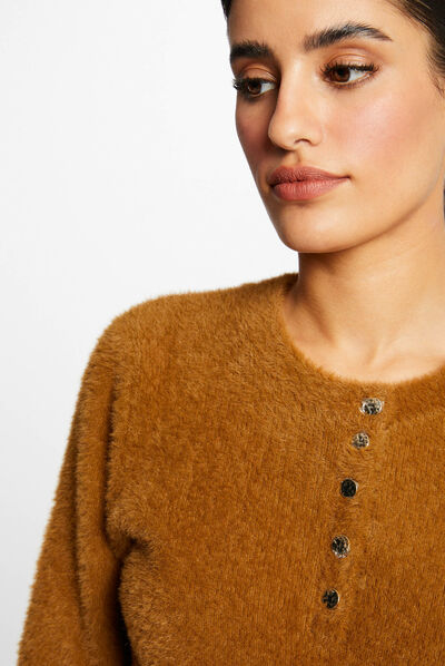 Long-sleeved jumper with round neck caramel ladies'