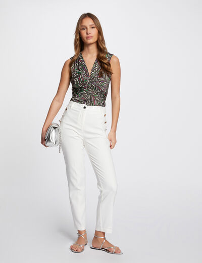 Cropped fitted trousers ecru women