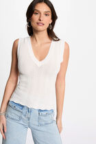 Sleeveless knitted vest top white women