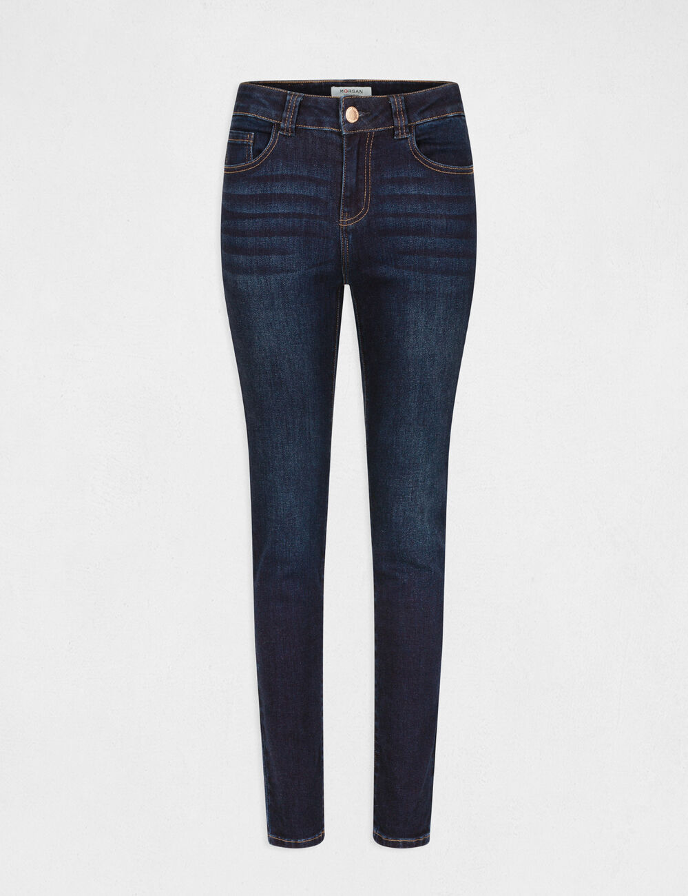 High-waisted slim jeans raw denim women