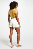 Short-sleeved jumper mustard yellow women