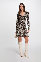 Robe courte ajustée imprimée multicolore femme