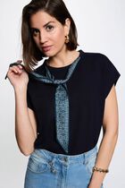 Sleeveless sweater navy blue women