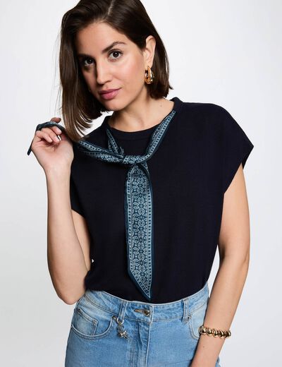 Sleeveless sweater navy blue women