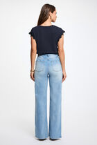 V-neck short-sleeve t-shirt navy blue women
