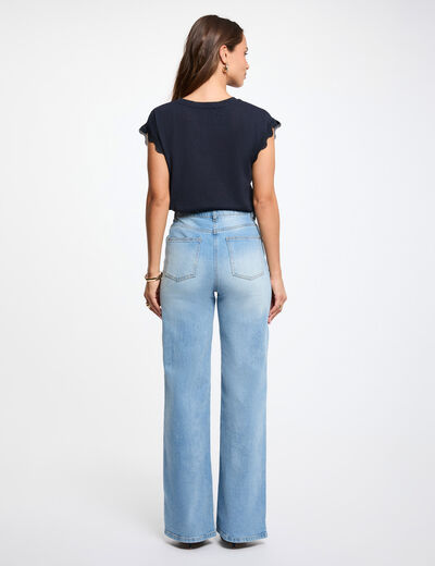 V-neck short-sleeve t-shirt navy blue women