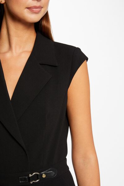Waisted jumpsuit with buckle detail black ladies'