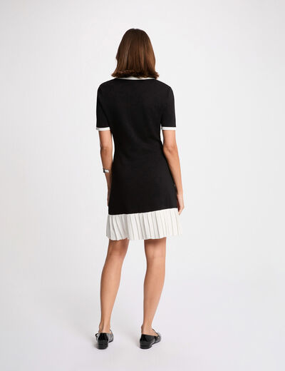 Short knit dress with lapel collar black women