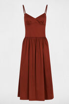 Dress with thin strap neckline cognac brown women