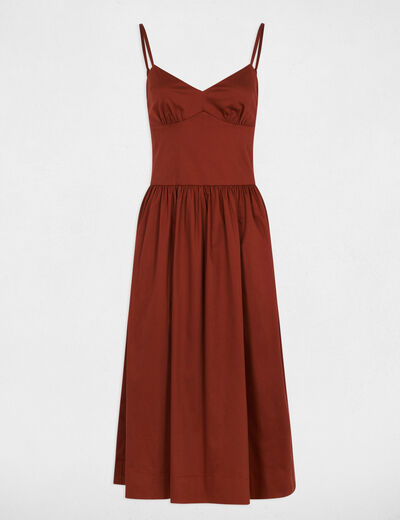 Dress with thin strap neckline cognac brown women