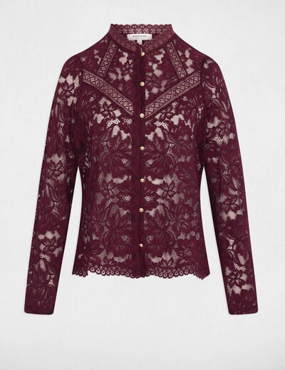 lace high neck t shirt plum women Lace high neck t-shirt plum women